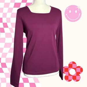 Vintage Jones Wear Long Sleeve square neck Top - Rich Purple